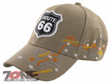 NEW! US ROUTE 66 LOS ANGELES TO CHICAGO ROUTE MAP CAP HAT TAN