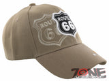 NEW! US ROUTE 66 LOS ANGELES TO CHICAGO ROUTE MAP CAP HAT TAN