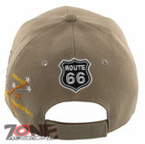 NEW! US ROUTE 66 LOS ANGELES TO CHICAGO ROUTE MAP CAP HAT TAN