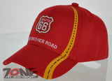 NEW! US ROUTE 66 THE MOTHER ROAD SIDE ROUTE BALL CAP HAT RED