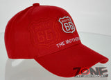 NEW! US ROUTE 66 THE MOTHER ROAD SIDE ROUTE BALL CAP HAT RED