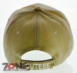 NEW! US ROUTE 66 THE MOTHER ROAD SIDE ROUTE BALL CAP HAT TAN