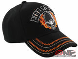 NEW! RIDE TIL DIE SKULL CHOPPER CROSS BIKER ORANGE FLAME BALL CAP HAT BLACK