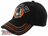 NEW! RIDE TIL DIE SKULL CHOPPER CROSS BIKER ORANGE FLAME BALL CAP HAT BLACK