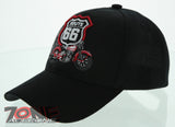 NEW! US ROUTE 66 MOTO BIKERS CHOPPER BALL CAP HAT N1 BLACK