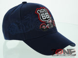 NEW! US ROUTE 66 MOTO BIKERS CHOPPER BALL CAP HAT N1 NAVY