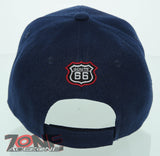 NEW! US ROUTE 66 MOTO BIKERS CHOPPER BALL CAP HAT N1 NAVY
