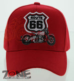 NEW! US ROUTE 66 MOTO BIKERS CHOPPER BALL CAP HAT N1 RED