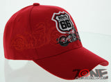 NEW! US ROUTE 66 MOTO BIKERS CHOPPER BALL CAP HAT N1 RED