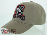 NEW! US ROUTE 66 MOTO BIKERS CHOPPER BALL CAP HAT N1 TAN