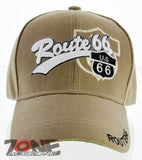 NEW! BIG US ROUTE 66 BALL N1 CAP HAT TAN