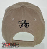 NEW! BIG US ROUTE 66 BALL N1 CAP HAT TAN