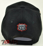 NEW! US ROUTE 66 SIDE FLAME BALL CAP HAT BLACK