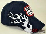 NEW! US ROUTE 66 SIDE FLAME BALL CAP HAT NAVY