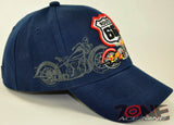 NEW! US ROUTE 66 MOTO BIKERS CHOPPER BALL CAP HAT NAVY