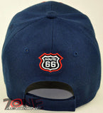 NEW! US ROUTE 66 MOTO BIKERS CHOPPER BALL CAP HAT NAVY