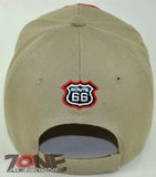 NEW! US ROUTE 66 MOTO BIKERS CHOPPER BALL CAP HAT TAN