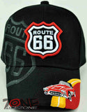 NEW! US ROUTE 66 RED SPORT CAR CAP HAT BLACK
