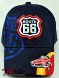 NEW! US ROUTE 66 RED SPORT CAR CAP HAT NAVY