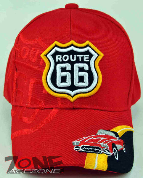 NEW! US ROUTE 66 RED SPORT CAR CAP HAT RED