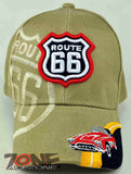 NEW! US ROUTE 66 RED SPORT CAR CAP HAT TAN