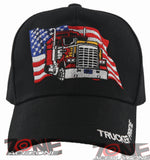 NEW! BIG USA FLAG TRUCK TRUCKER PRIDE BALL CAP HAT BLACK