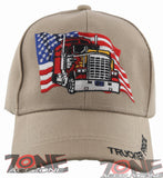 NEW! BIG USA FLAG TRUCK TRUCKER PRIDE BALL CAP HAT TAN