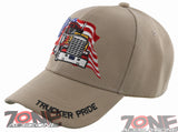 NEW! BIG USA FLAG TRUCK TRUCKER PRIDE BALL CAP HAT TAN