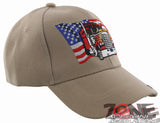 NEW! BIG USA FLAG TRUCK TRUCKER PRIDE BALL CAP HAT TAN