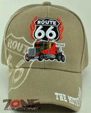 NEW! US ROUTE 66 THE MOTHER ROAD TRUCK CAP HAT TAN