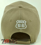 NEW! US ROUTE 66 THE MOTHER ROAD TRUCK CAP HAT TAN
