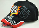 NEW! US ROUTE 66 THE MOTHER ROAD MOTORCYCLE BIKE CAP HAT FLAME BLACK