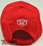 NEW! US ROUTE 66 THE MOTHER ROAD MOTORCYCLE BIKE CAP HAT FLAME RED