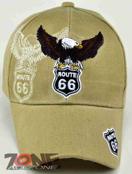 NEW! US ROUTE 66 EAGLE CAP HAT TAN