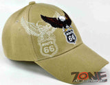 NEW! US ROUTE 66 EAGLE CAP HAT TAN