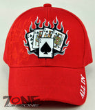 NEW! ALL IN POKER TEXAS HOLD'EM SHADOW CAP HAT RED
