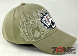 NEW! ALL IN POKER TEXAS HOLD'EM SHADOW CAP HAT TAN