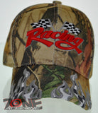 NEW! RACING FLAG CAR MOTO SPORT FLAME BALL CAP HAT CAMO