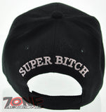 NEW! SUPER BITCH CROWN STONE BALL CAP HAT BLACK