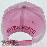 NEW! SUPER BITCH CROWN STONE BALL CAP HAT PINK