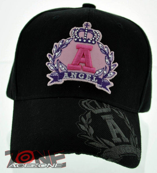 NEW! ANGEL CROWN STONE BALL CAP HAT BLACK