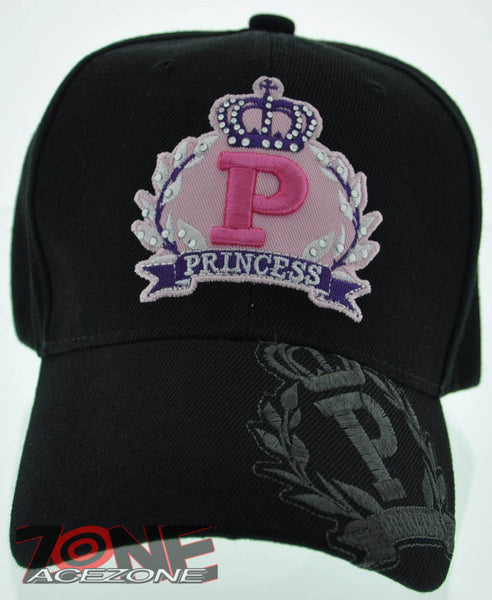 NEW! PRINCESS CROWN STONE BALL CAP HAT BLACK