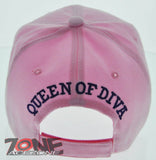 NEW! QUEEN OF DIVA CROWN STONE BALL CAP HAT PINK