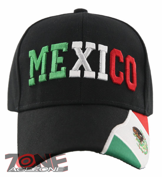 NEW! MEXICO SIDE FLAG CAP HAT BLACK