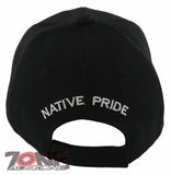 NEW! NATIVE PRIDE EAGLE FEATHERS FAUX LEATHER BASEBALL CAP HAT BLACK