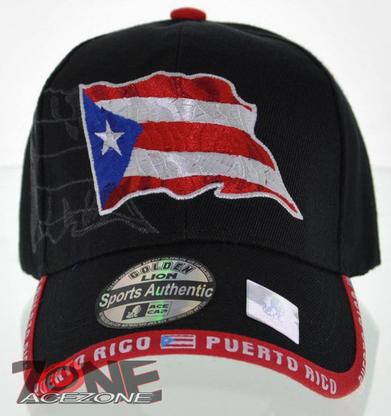 NEW! PUERTO RICO USA BIG FLAG CAP HAT BLACK