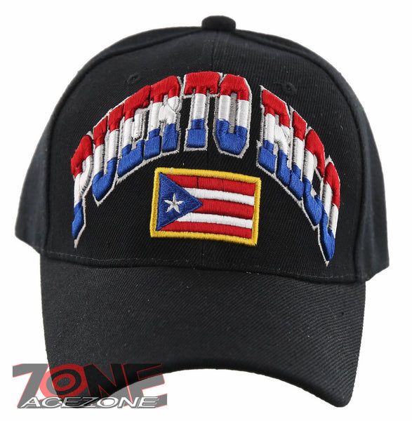 NEW! PUERTO RICO USA FLAG BALL CAP HAT BLACK