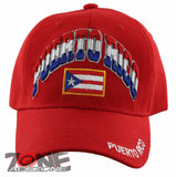NEW! PUERTO RICO USA FLAG BALL CAP HAT RED