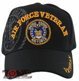 NEW! USAF AIR FORCE VETERAN SIDE SHADOW BASEBALL CAP HAT BLACK