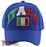 NEW! ITALY BIG FLAG BALL CAP HAT ROYAL BLUE